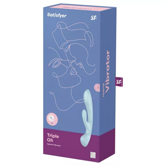 Satisfyer Triple Oh - rabbitvibrator med klitorisstimulans - uppladdningsbar blå