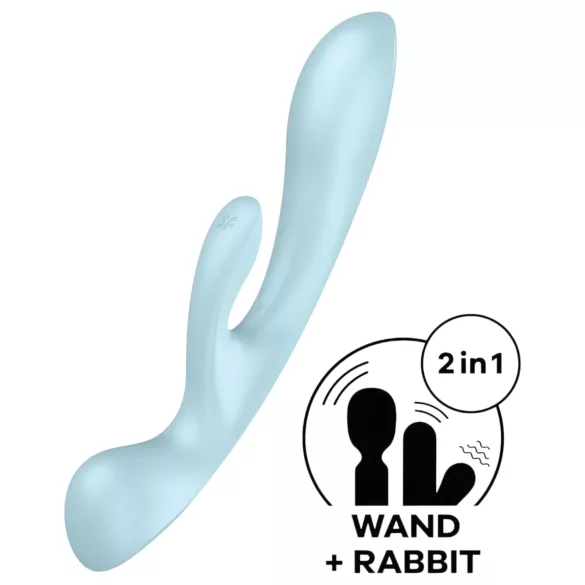 Satisfyer Triple Oh - rabbitvibrator med klitorisstimulans - uppladdningsbar blå