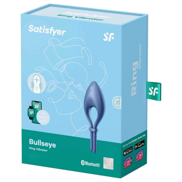 Satisfyer Bullseye - penisring med vibration - bluetooth - silikon blå