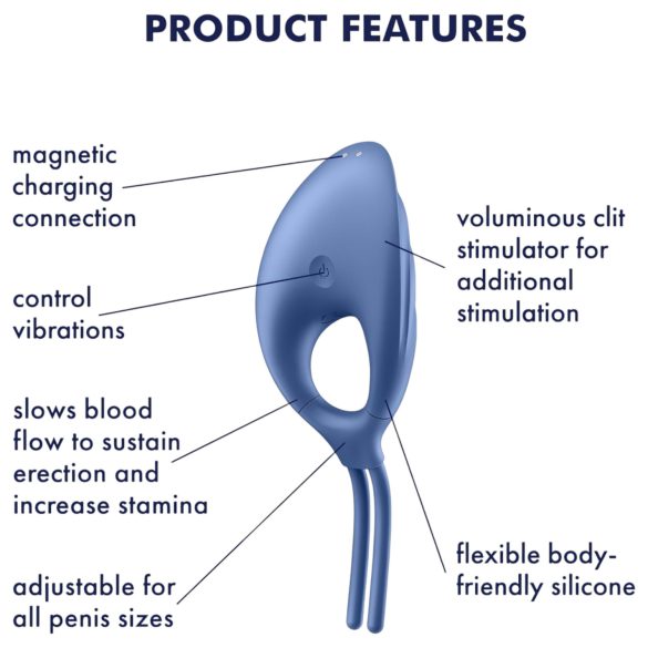 Satisfyer Swordsman - vibratorisk penisring - uppladdningsbar silikon blå