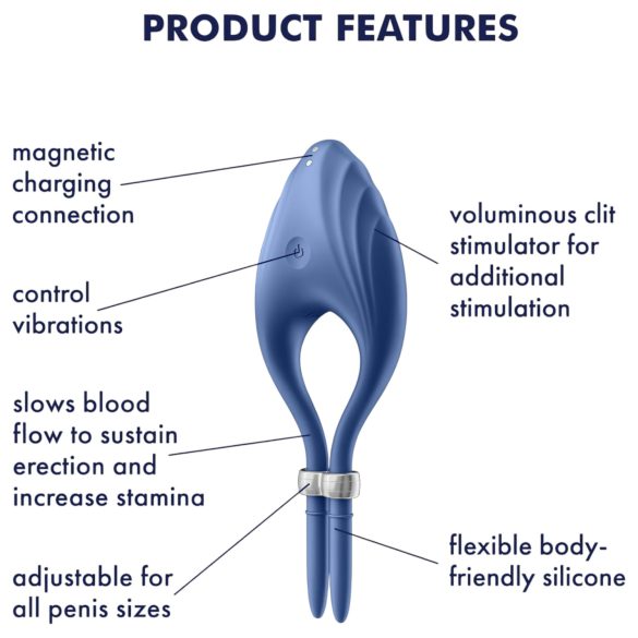 Satisfyer Duelist - uppladdningsbar vibreringsring för män (blå)