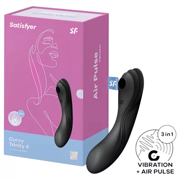 Satisfyer Curvy Trinity 4 - luftvågsbaserad 2-i-1 vibrator (svart)