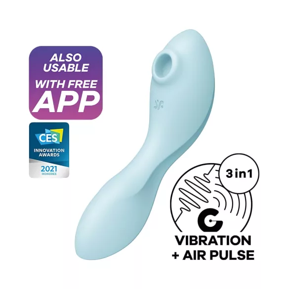 Satisfyer Curvy Trinity 5+ - App-styrd 2-i-1 vibrator (blå)