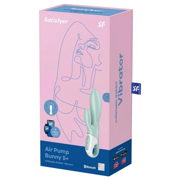 Satisfyer Air Pump Bunny 5 - Appstyrd uppblåsbar vibrator (mint)