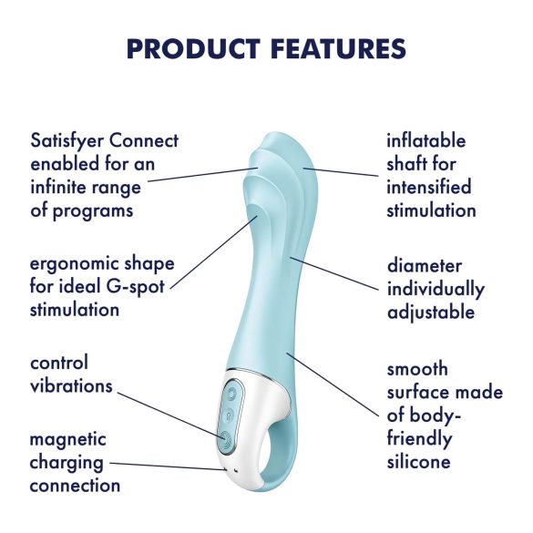 Satisfyer - lufttrycksvibrator - pumpbar smart vibrator - blå