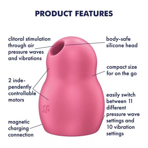 Satisfyer Pro To Go 1 - uppladdningsbar lufttrycksvibrator för klitoris (röd)