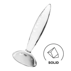   Satisfyer Sparkling Crystal - ribbad dildo i glas - genomskinlig