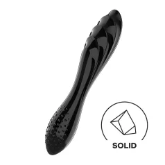 Satisfyer Dazzling Crystal 1 - dubbelsidig glasdildo - svart