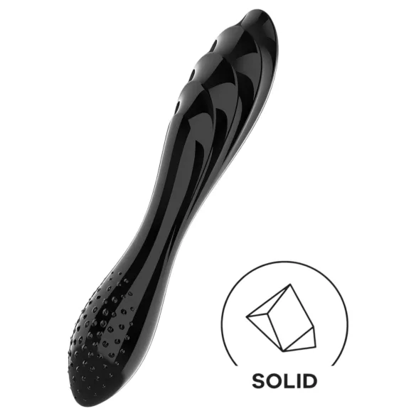 Satisfyer Dazzling Crystal 1 - dubbelsidig glasdildo - svart