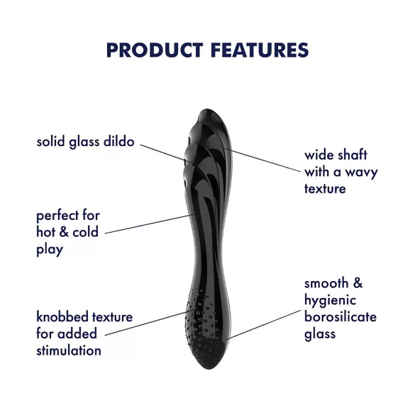 Satisfyer Dazzling Crystal 1 - dubbelsidig glasdildo - svart
