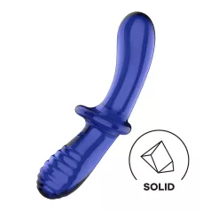 Satisfyer Double Crystal - dubbelsidig glasdildo - blå