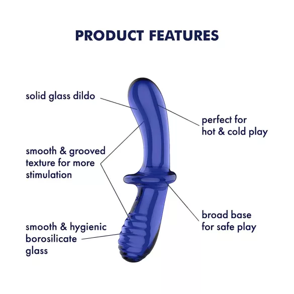 Satisfyer Double Crystal - dubbelsidig glasdildo - blå