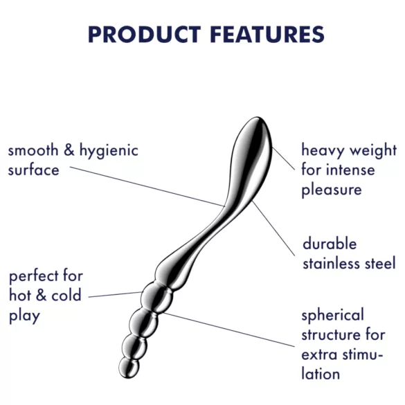 Satisfyer Star Force 1 - ståldildo med kulor - silver