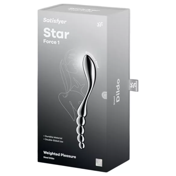 Satisfyer Star Force 1 - ståldildo med kulor - silver