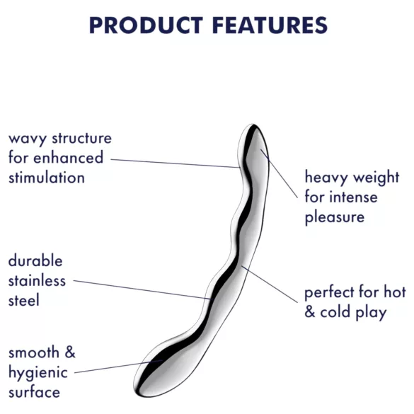 Satisfyer Cosmic Crest 2 - ståldildo med vågig design - silver