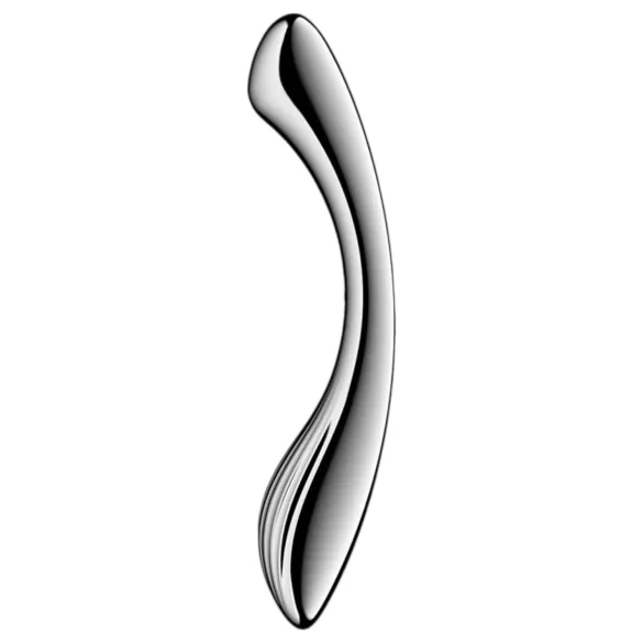 Satisfyer Pure Gravity 1 - räfflad metall dildo - rostfritt stål - silver