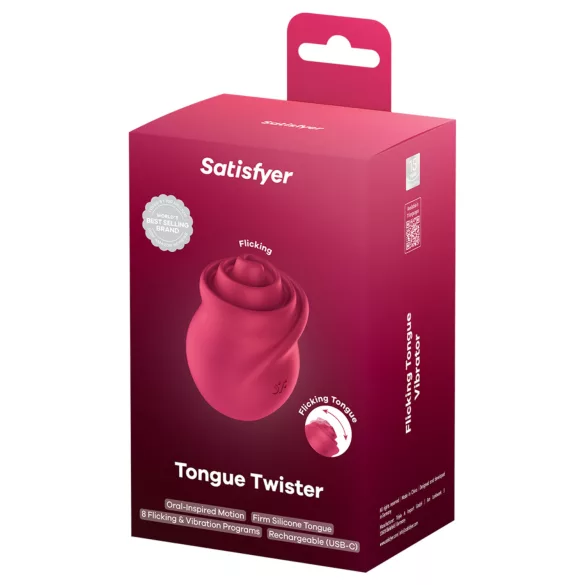 Satisfyer Tongue Twister - roterande klitorisvibrator med tunga - silikon rosa