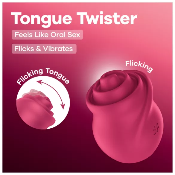 Satisfyer Tongue Twister - roterande klitorisvibrator med tunga - silikon rosa