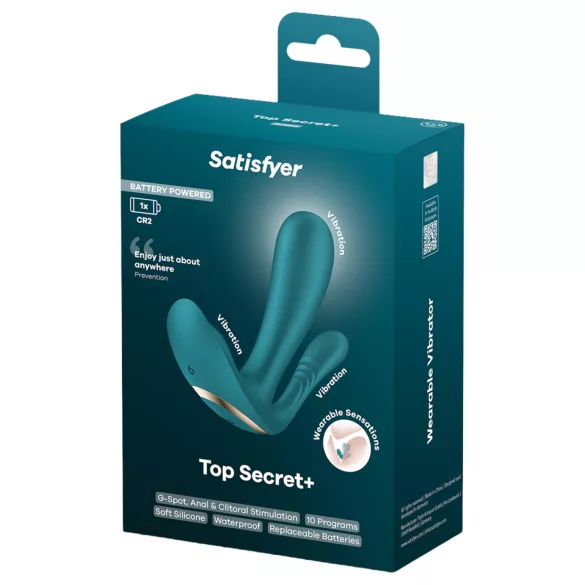 Satisfyer Top Secret+ - bärbar vibrator med 3 armar - grön