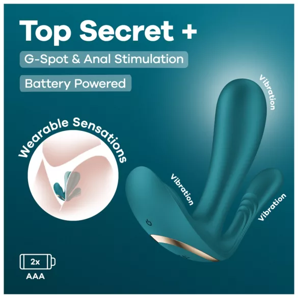 Satisfyer Top Secret+ - bärbar vibrator med 3 armar - grön