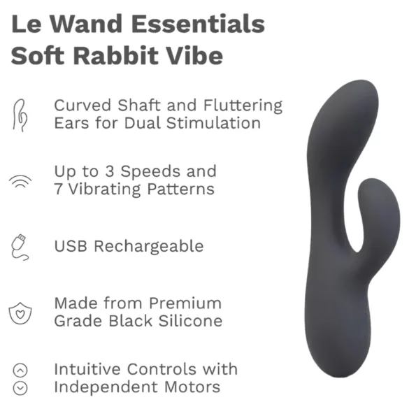le Wand Soft Rabbit - rabbitvibrator med 2 motorer - silikon svart