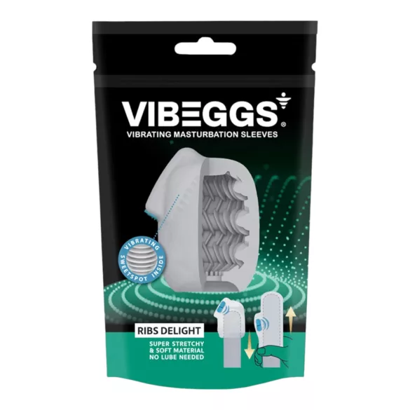 VIBEGGS - vibratoräggmasturbator - räfflad insida - vit