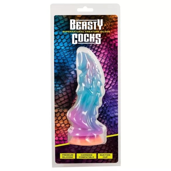 Beasty Cocks - dildo med utomjordiskt tema - silikon - blå/orange