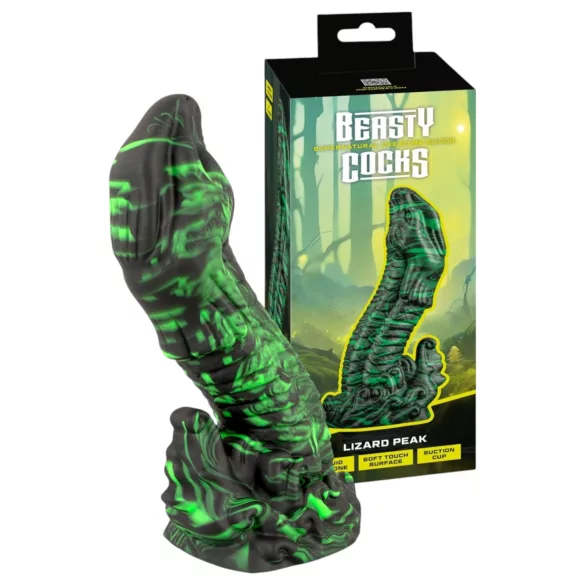 Beasty Cocks - dildo ödlepenis - silikon grön/svart