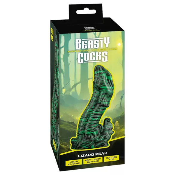 Beasty Cocks - dildo ödlepenis - silikon grön/svart