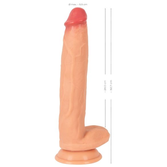 Realistixxx Real Giant - realistisk dildo med pung - extra stor - naturfärg