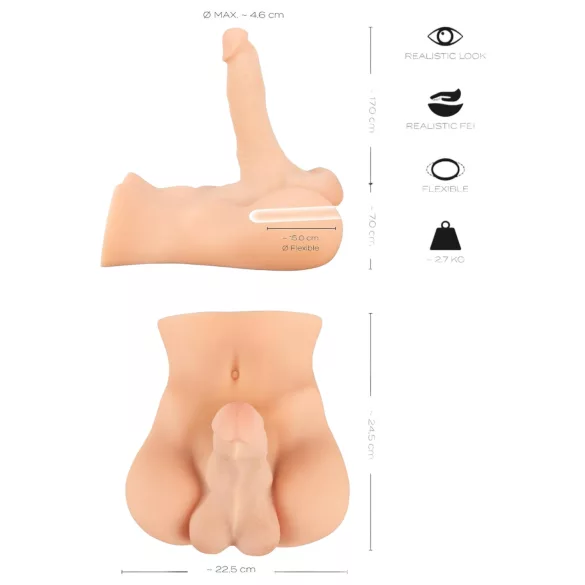 Realistixxx Deluxe Man 02 - manstorso - realistisk - naturfärg