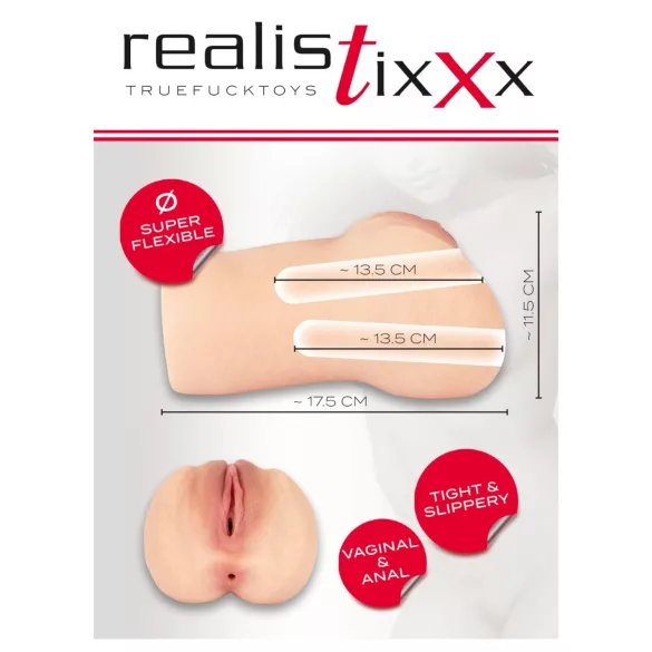 Realistixxx Real Stroker - realistisk vagina- och analmasturbator (hudfärgad)