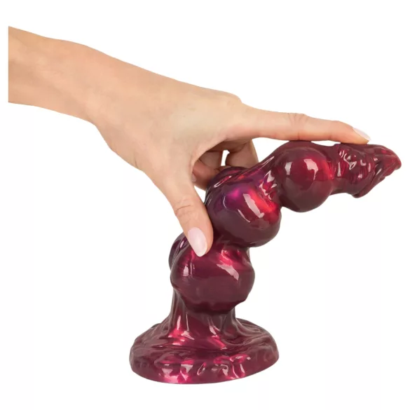 Beasty Cocks - Varulv-Willie dildo med sugkopp - vinröd (21 cm)