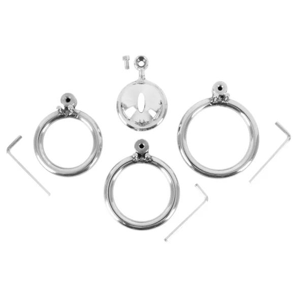 fetish collection - mini penisbur med 3 utbytbara testikelringar (silver)