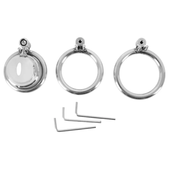 fetish collection - mini penisbur med 3 utbytbara testikelringar (silver)