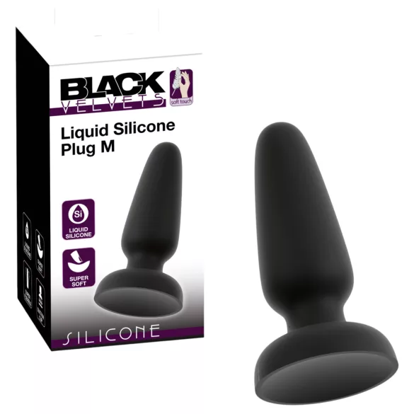 Black Velvets - silikon analplugg med sugkopp (svart) - M