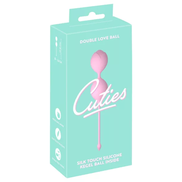 Cuties - dubbelkulig gummiklädd geishakula i silikon (rosa)