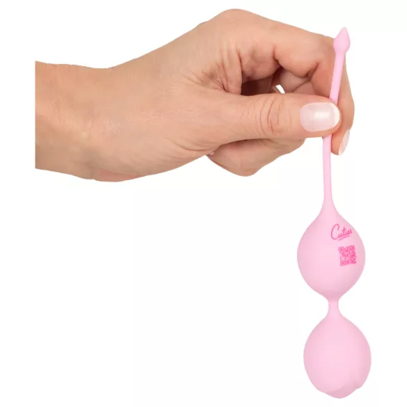 Cuties - dubbelkulig gummiklädd geishakula i silikon (rosa)