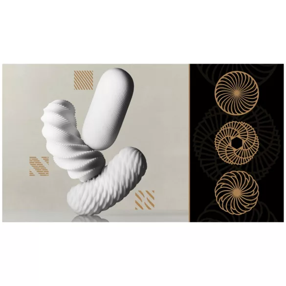 TENGA 3Dx Flow - vågmönstrad masturbator (vit)
