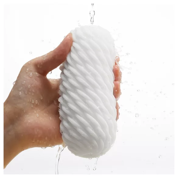 TENGA 3Dx Flow - vågmönstrad masturbator (vit)