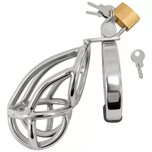 Fetish Collection - kompakt penisbur i stål med hänglås (silver)