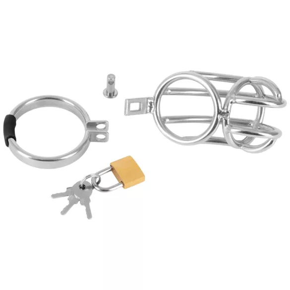 Fetish Collection - kompakt penisbur i stål med hänglås (silver)