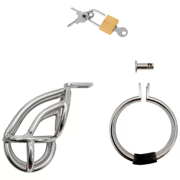 Fetish Collection - kompakt penisbur i stål med hänglås (silver)