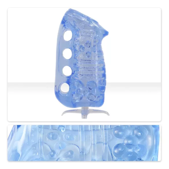 Fleshlight Fleshskins Grip Blue Ice - öppet masturbatorhylsa i båda ändar (blå)