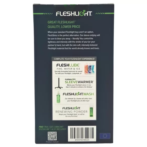 Fleshlight Fleshskins Grip Blue Ice - öppet masturbatorhylsa i båda ändar (blå)