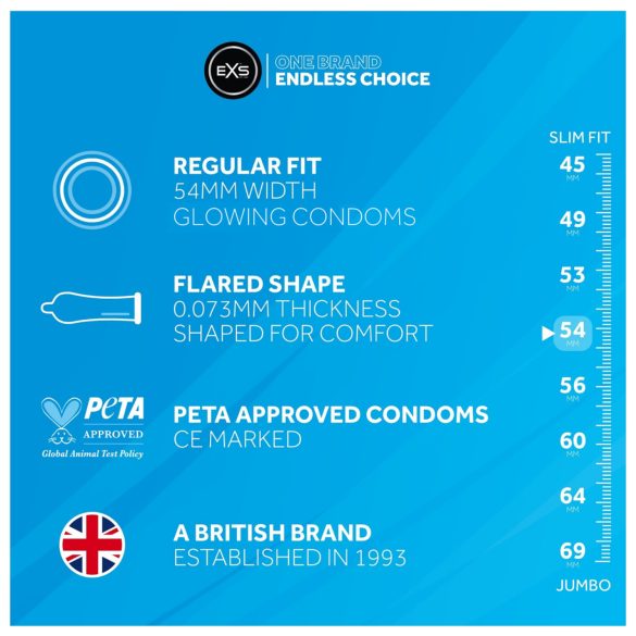 EXS - självlysande kondom - 3 pack