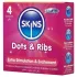 Skins - kondom ribbad prickad - 4 st