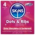 Skins - kondom ribbad prickad - 4 st