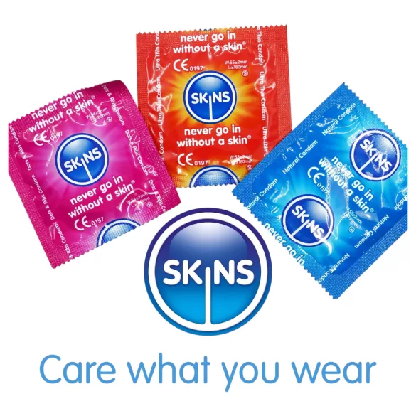 Skins - blandade kondomer - knottriga, naturell, extra tunna (4 st)