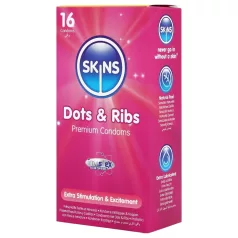 Skins - räfflade och prickiga kondomer - 16 st